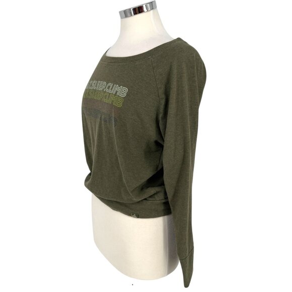 PrAna Eat.Sleep.Climb Long Sleeve Graphic Tee Olive Green Size Small - Picture 5 of 9